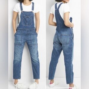 GAP Medium Indigo Cropped Slouch Straight Leg Denim Jean Overalls, S